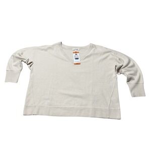 NWT Lucky Brand Women's V-Neck Long Sleeve Beige Sweater Size XXL 27 x 25